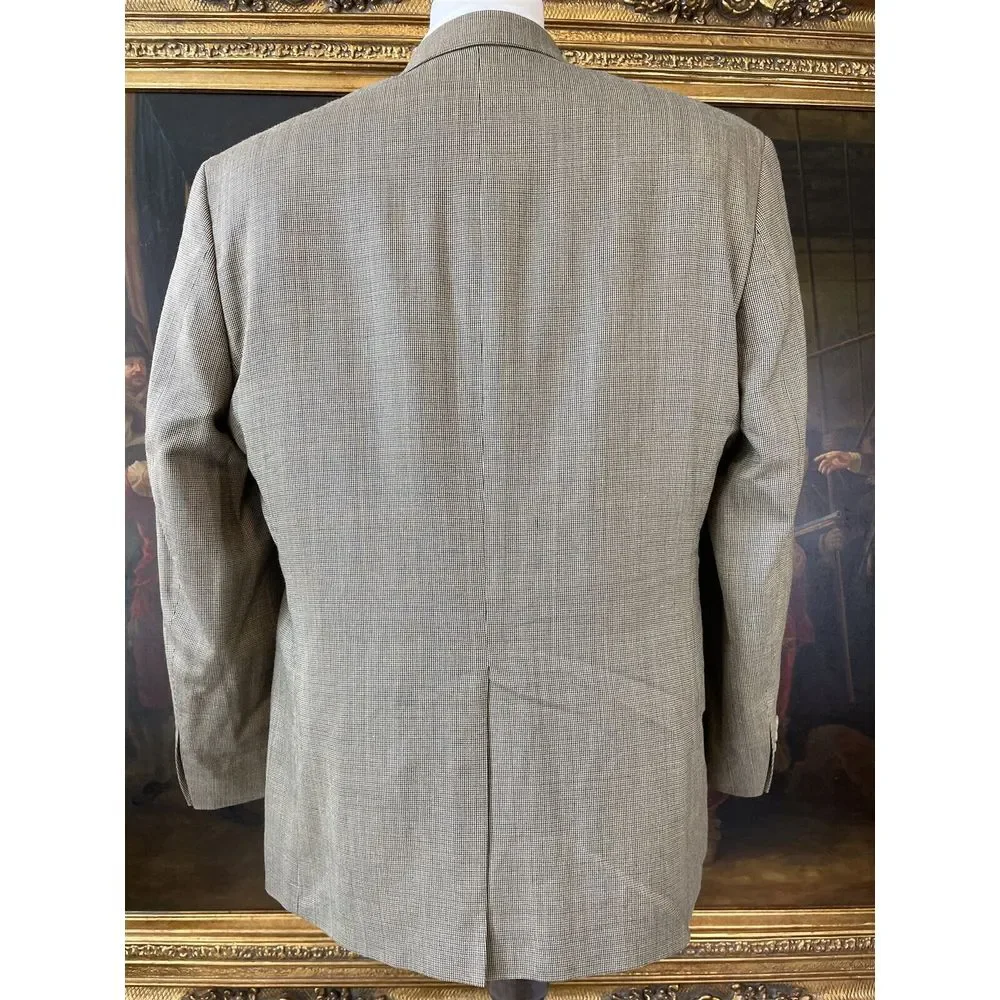 Lauren Ralph Lauren‎ 42R Silk Wool Tan Micro Weave 2Btn Blazer Jacket Sport Coat